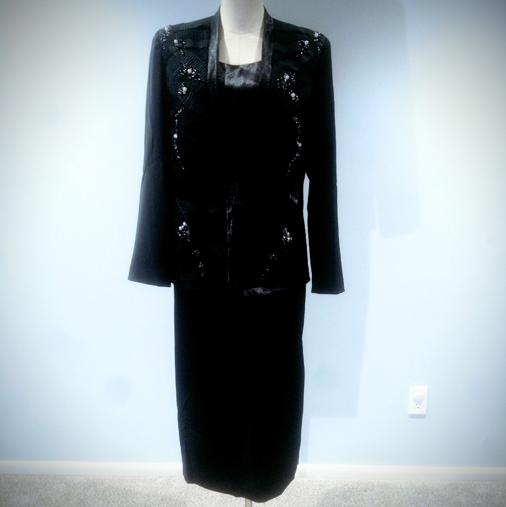 Champagne Italy Embellished Three Piece Skirt Suit